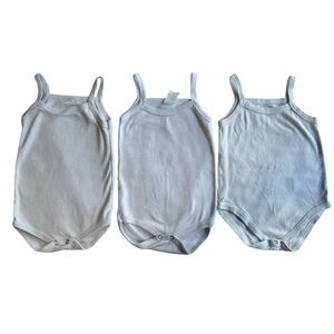 Unisex Baby 3 pack White Sleeveless Bodysuits